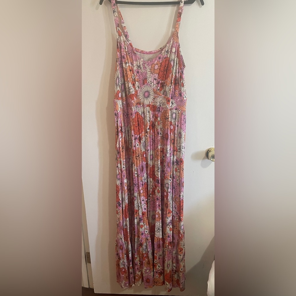 torrid Pink, Orange and White Floral Maxi Dress-Skirt